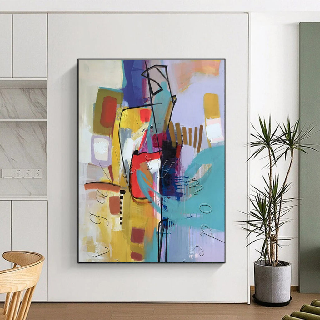 Vibrant Abstract Forms, "Color Carnival" – Abstract Expressionist Painting On Canvas PS0889