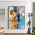 Vibrant Abstract Forms, "Color Carnival" – Abstract Expressionist Painting On Canvas PS0889