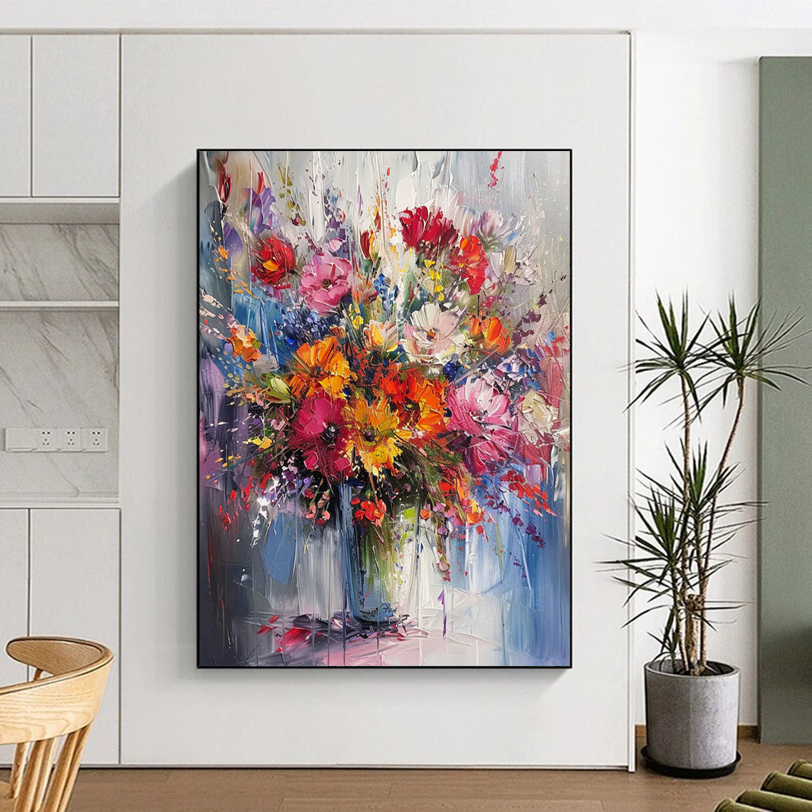 “Colorful Floral Abundance” - Vivid Flowers in a Lush Arrangement Painting On Canvas DS260