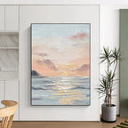 “Pastel Sky and Sea Landscape” - Impressionist - Style Painting On Canvas PT1144