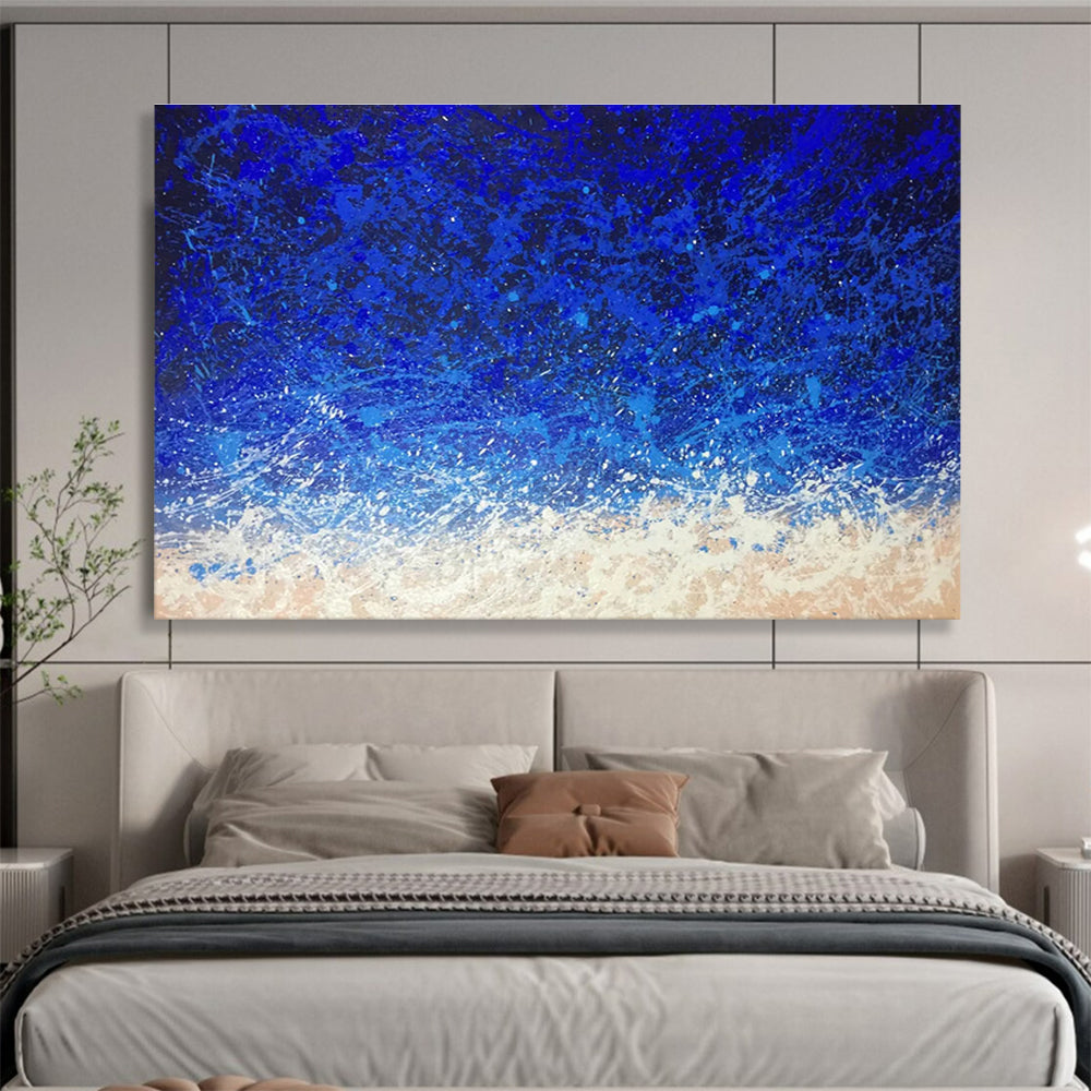 “Blue Gradient Splatter” - Abstract Expressionist Painting On Canvas DKS844