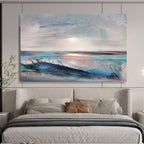 “Soft Coastal Abstract Sunset” - Ethereal Seascape Painting On Canvas PT148