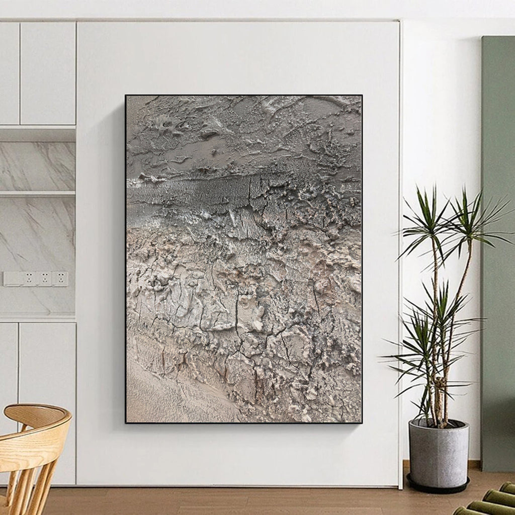 “Gray Textured Abstract” - Industrial Abstract Painting On Canvas PS0102