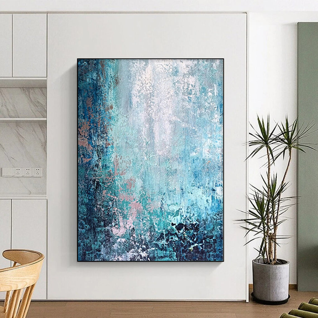 “Shades of Blue Abstract” - Textured Abstract Painting On Canvas PS0074