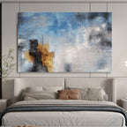 Blue - Gray Abstract: Minimalist & Textured Painting for Calming Bedroom & Contemporary Office DKS653