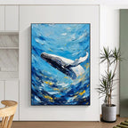 “Impasto Blue Whale Energy” - Expressive Marine Painting On Canvas PT1881