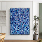 Blue and White Splatters, "Oceanic Chaos" – Action - Painting Abstract On Canvas PS0886