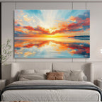 “Vibrant Sunset Seascape” - Realistic Seascape Painting, Great for Beach House & Home Office DKS622