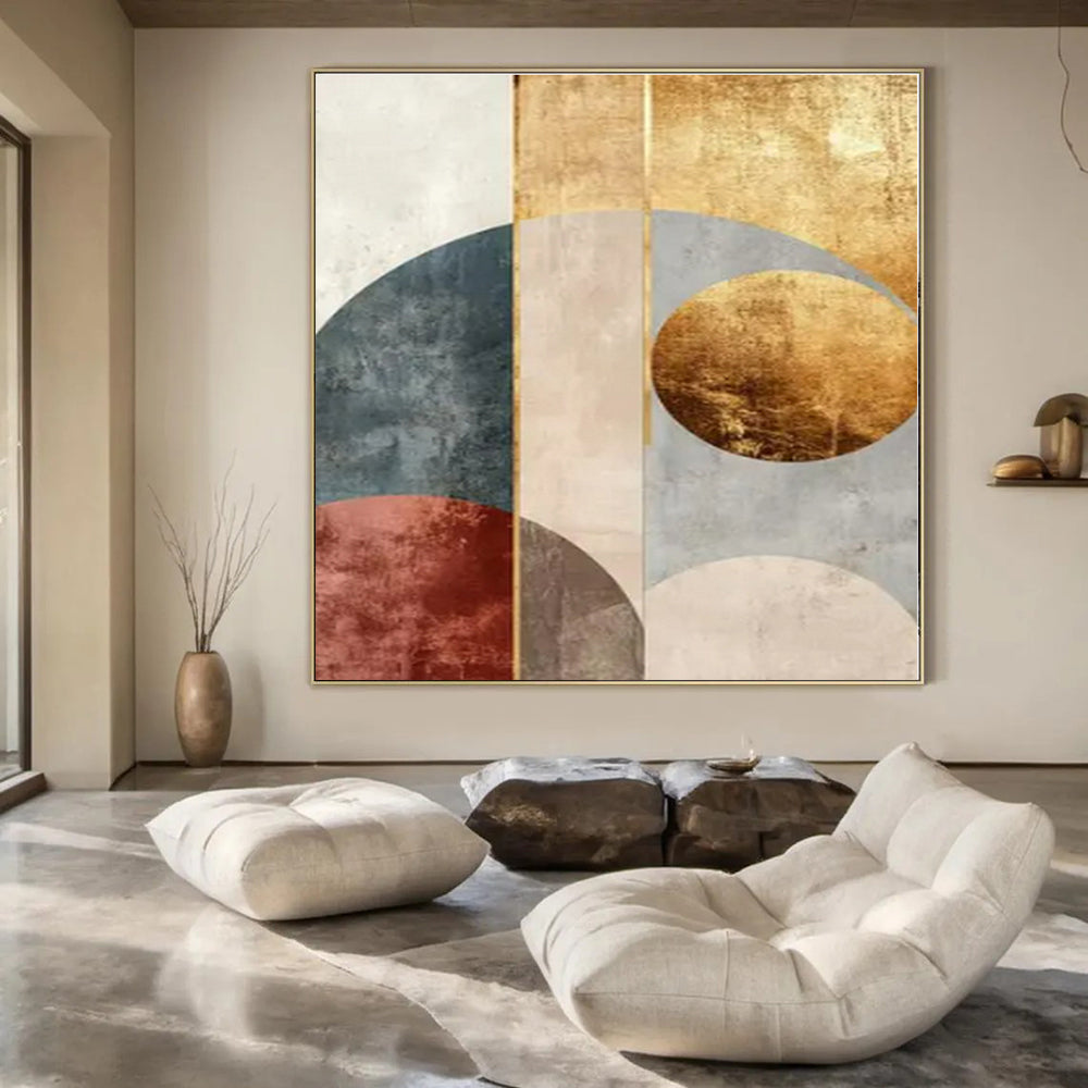 Gold and Earth - Toned Arches Echo - Repeated Geometric Abstract Painting On Canvas PS1247