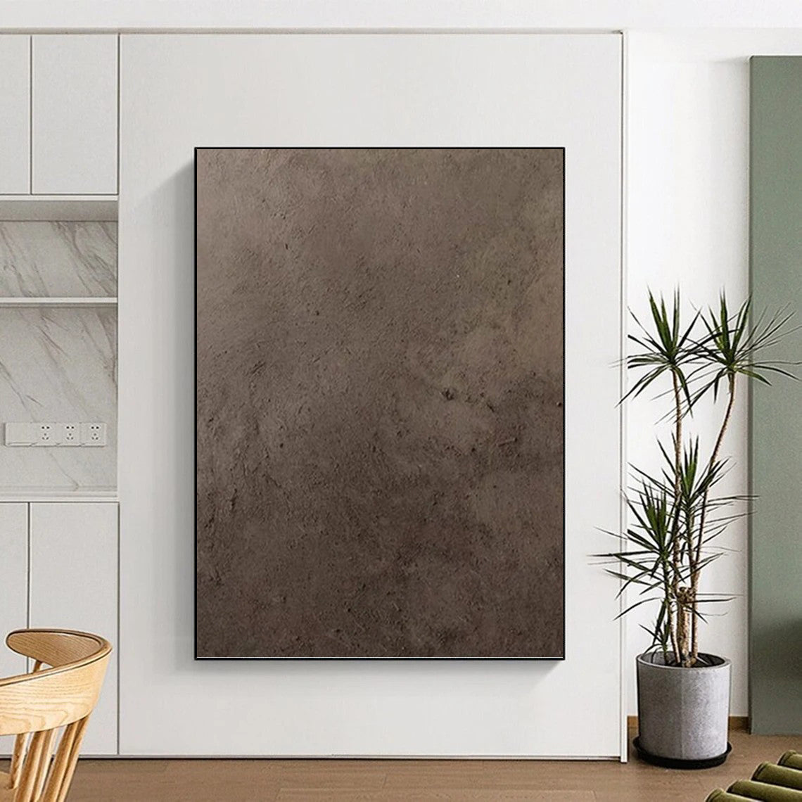 “Dark Brown Textured Surface” - Monochromatic Abstract Painting On Canvas PT1116