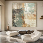 Earthy Tones with Weathered Textures "Aged Serenity" Abstract Painting On Canvas PS1274