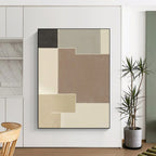 “Neutral - Toned Abstract Geometric Blocks” - Minimalist Abstract Painting On Canvas PS0334