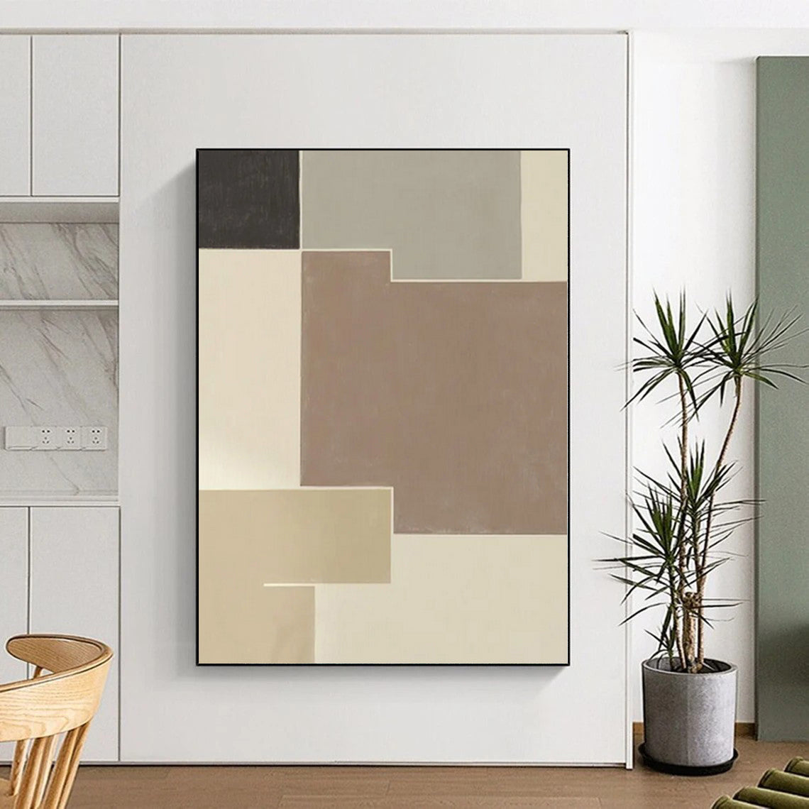 “Neutral - Toned Abstract Geometric Blocks” - Minimalist Abstract Painting On Canvas PS0334