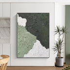 “Green - White Textured Abstract” - Minimalist Abstract Painting On Canvas PT1326