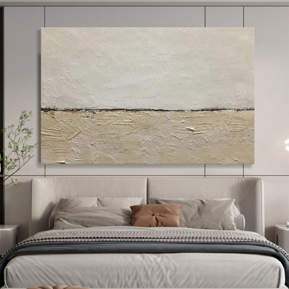 “Textured Neutral Divide” - Abstract Minimalist Painting On Canvas DKS452