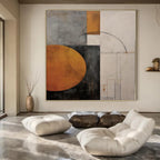 Geometric Shapes in Earthy Hues "Earthy Geometry" Abstract Painting On Canvas PS1206