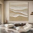Textured Beach Waves "Sandy Serenity" Impasto Painting On Canvas PS1088