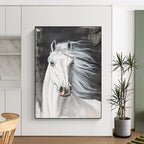 “White Horse Portrait” - Realistic, Equine - Themed Painting On Canvas PT1529