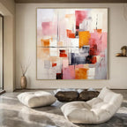 “Pink - Orange Geometric Abstract” - Contemporary Abstract Painting On Canvas PS0189