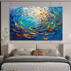 “3D Colorful Fish School” - Textured Underwater Painting On Canvas PT199