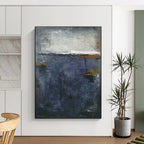 Dark Blue - Gray Layers, "Stormy Dusk" – Abstract Landscape Painting On Canvas PS0903
