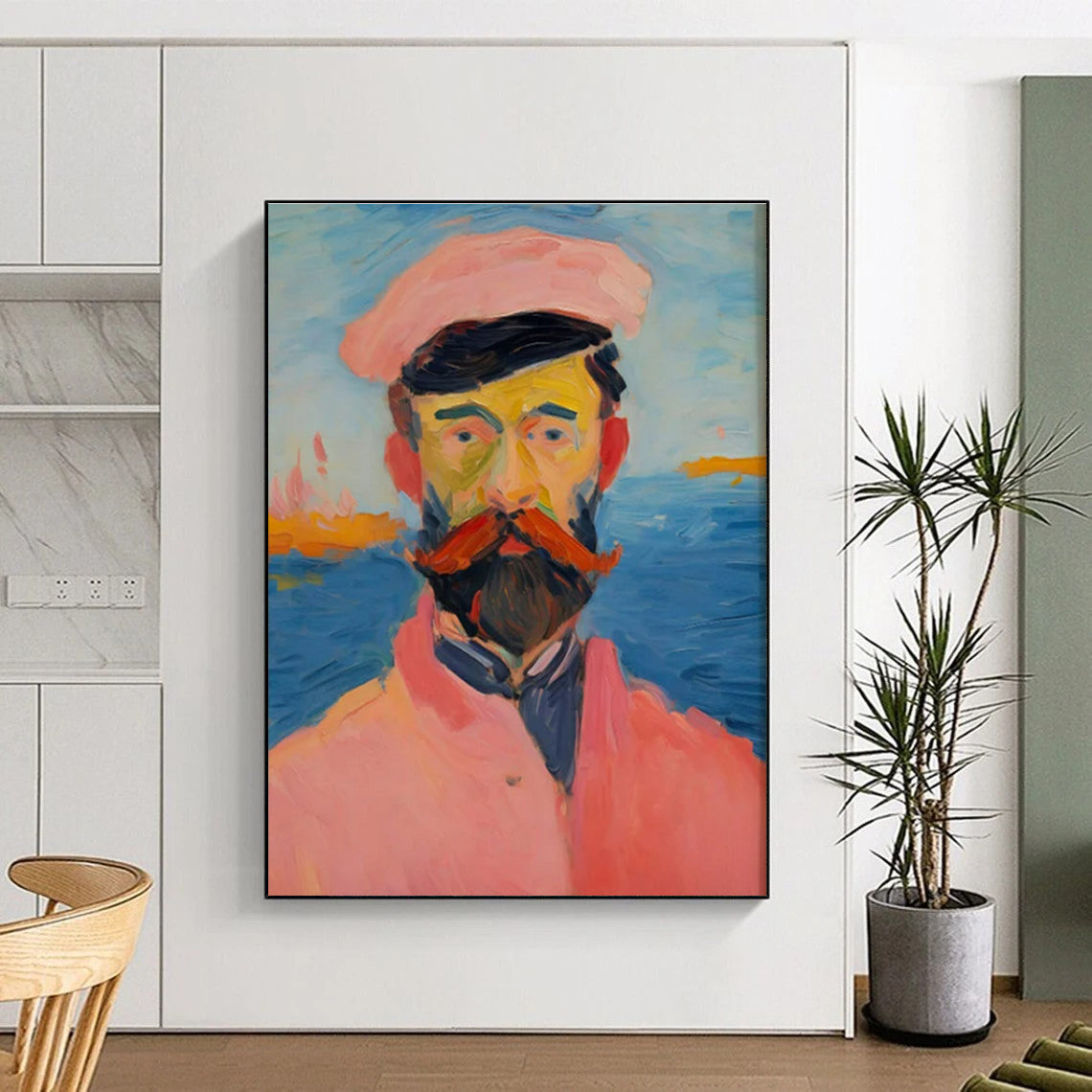 Colorful Portrait, "Seaside Gentleman" – Impressionist Portrait Painting On Canvas PS0875