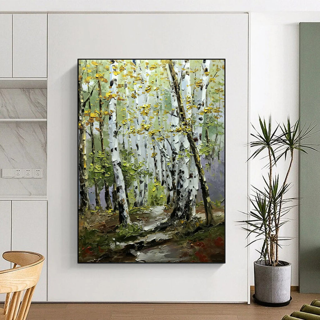 Colorful Birch Forest, Impressionistic Style, Oil Painting On Canvas PT2093