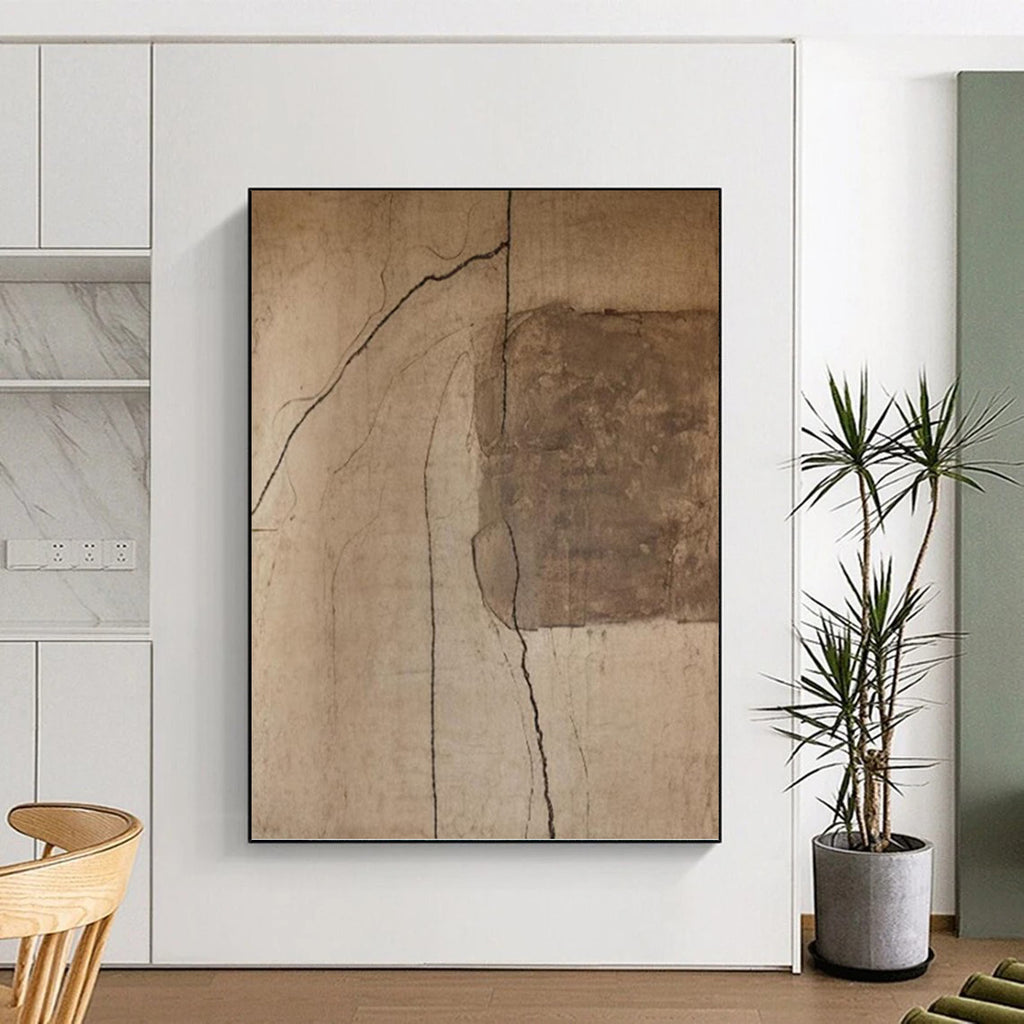 “Brown Cracked Abstract” - Abstract, Textured - Styled Painting On Canvas PT1661