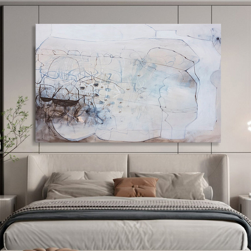 Monochrome Abstract with Shapes Painting On Canvas DKS080