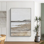 “Minimalist Beach Scene” - Landscape, Textured - Styled Painting On Canvas PT1674