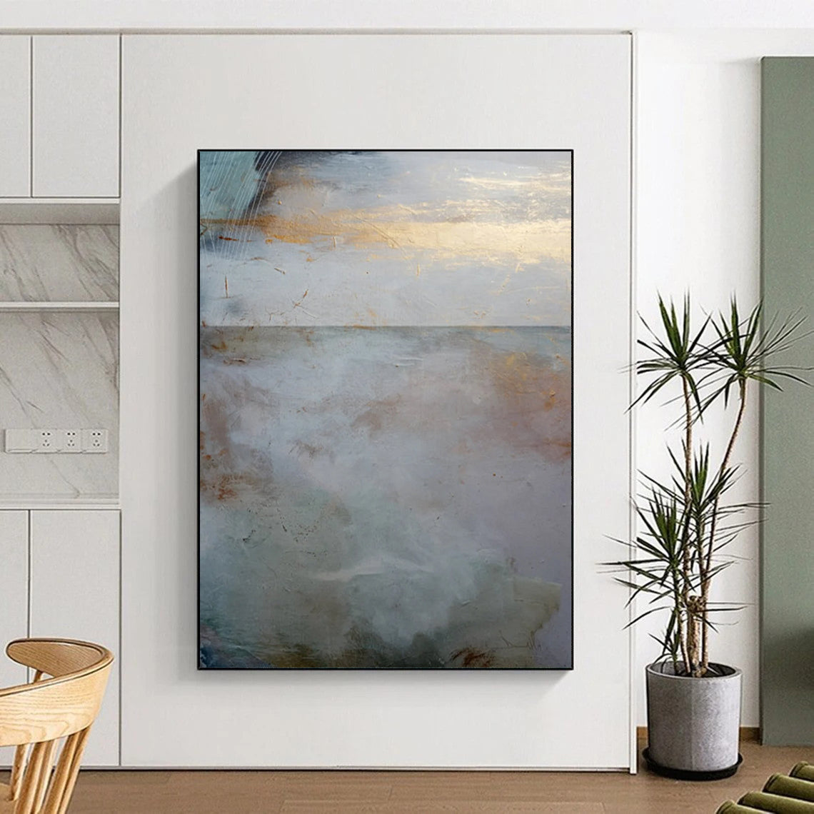 “Ethereal Coastal Horizon” - Soft Tones & Subtle Textures Painting On Canvas DS173