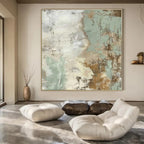 Earthy Tones with Crackled Textures "Crackled Memories" Abstract Painting On Canvas PS1268