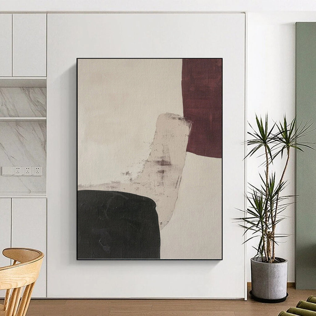 “Brown - Black - Green Curved Overlaps” - Minimalist Abstract Painting On Canvas PT1152