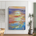 “Impasto Sunset Seascape” - Impasto Landscape Painting On Canvas PT1040