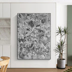 “Gray - White Splatter Abstraction” - Gray, White Abstract Painting On Canvas PS0478