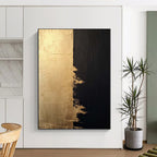“Elegant Gold - Black Divide” - Sophisticated Abstract Painting On Canvas PS0233