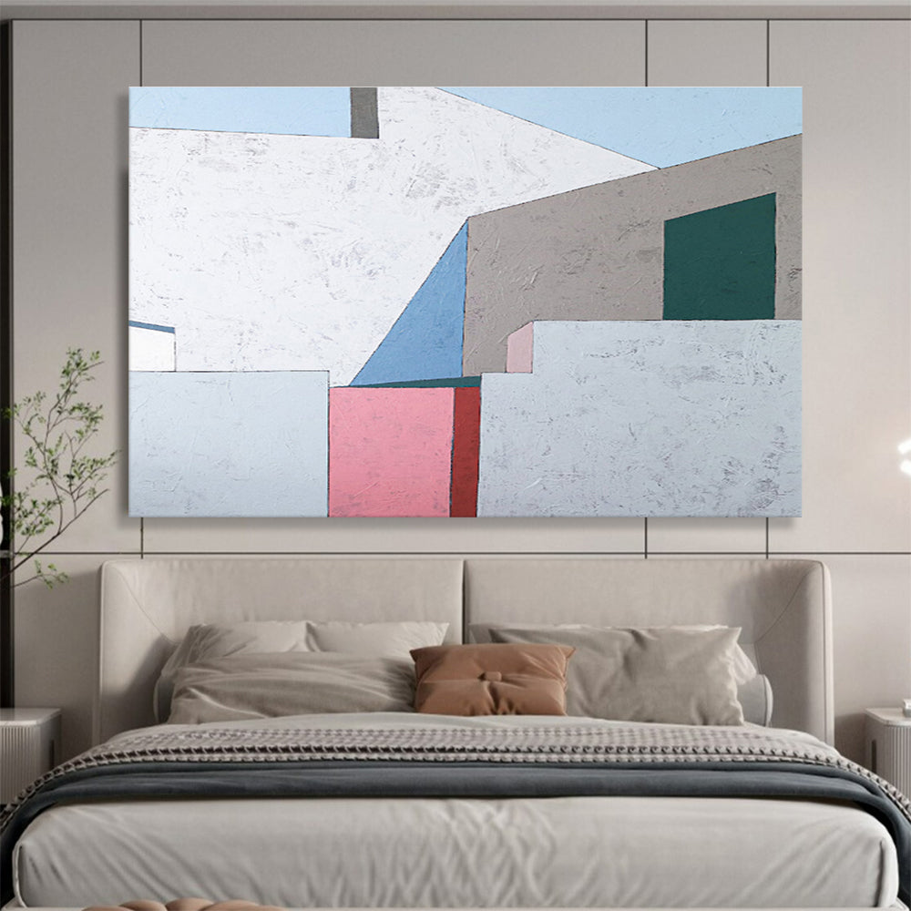 “Pastel - Toned Architectural Abstract” - Abstract Painting on Canvas DKS572
