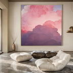 Pink, Purple, Blue with Fluffy Clouds "Dreamy Skies" Abstract Painting On Canvas PS1438