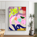 “Neon and Pastel Abstract Doodles” - Contemporary Doodle - Art Painting On Canvas PT1842