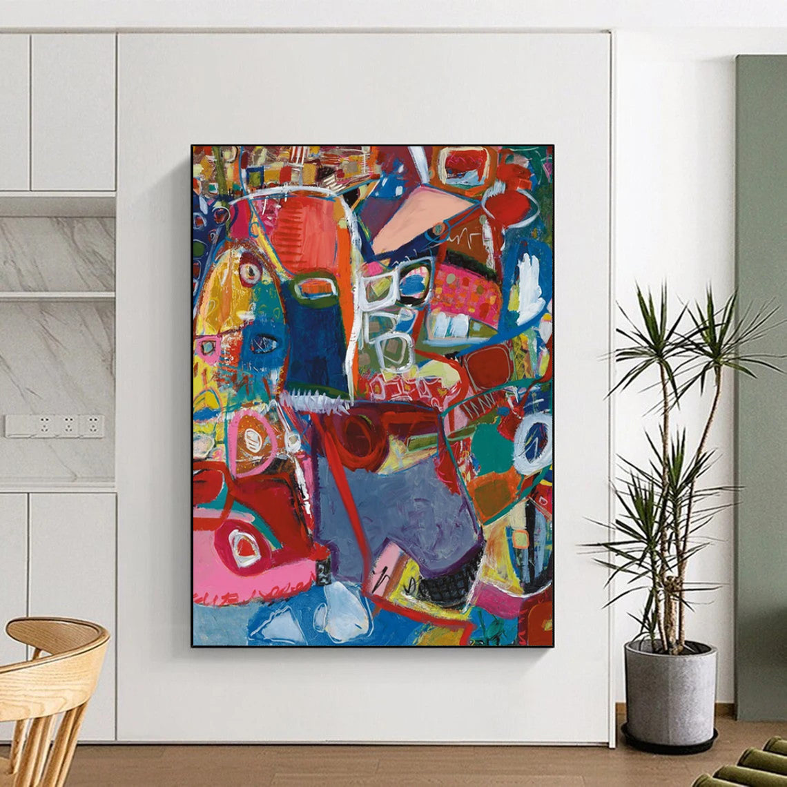 “Colorful Abstract Mosaic” - Lively Abstract Painting On Canvas DS297