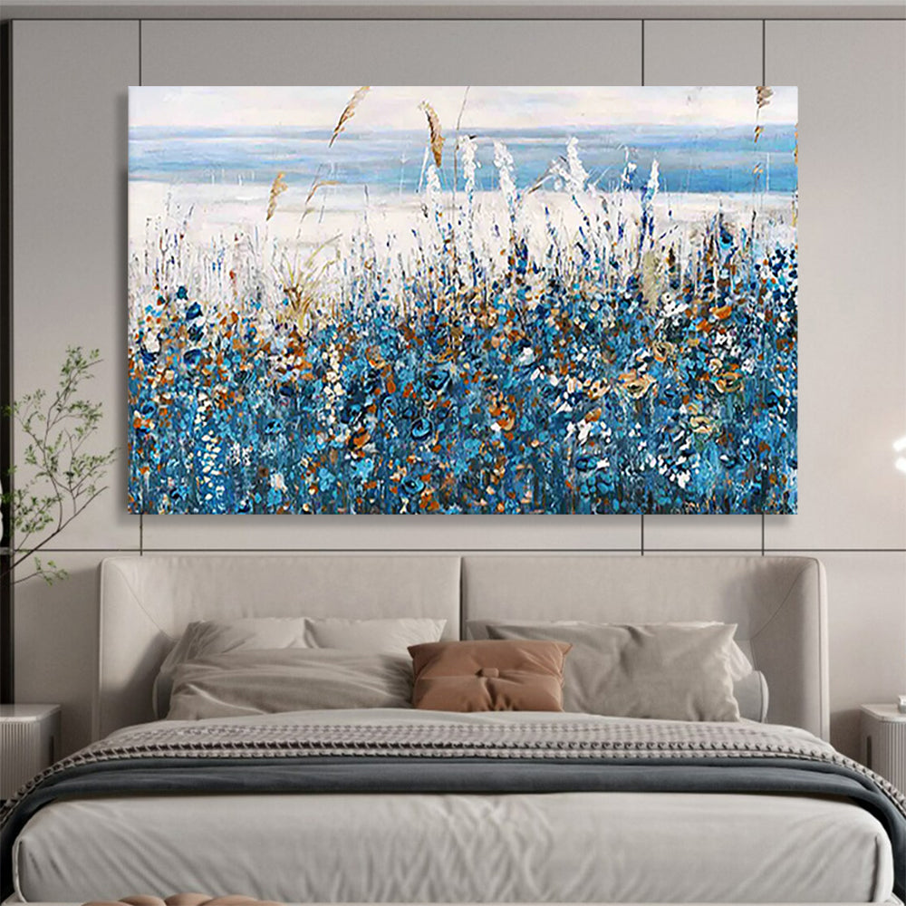 “Coastal Wildflower Field” - Impressionistic Seaside Painting On Canvas PT203