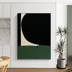 “Black - Green - White Abstract” - Minimalist Abstract Painting On Canvas PT1214