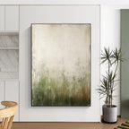 “Green - Gray Abstract Mist” - Green, Gray Abstract Painting On Canvas PS0534