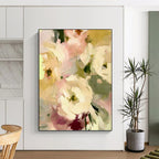 “Soft Floral Abstract” - Minimalist Floral Painting On Canvas PT1354