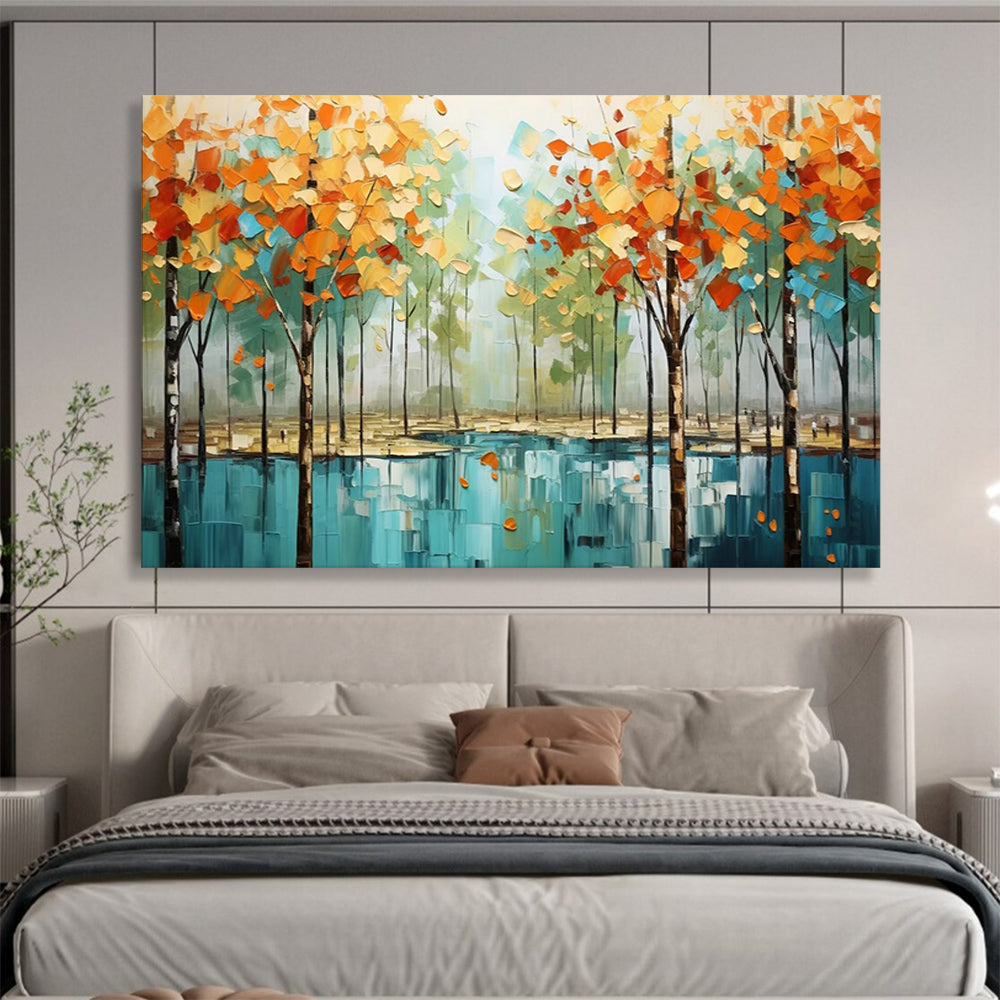 “Fiery Sunset Sea Abstract” - Dynamic Seascape Painting On Canvas PT163