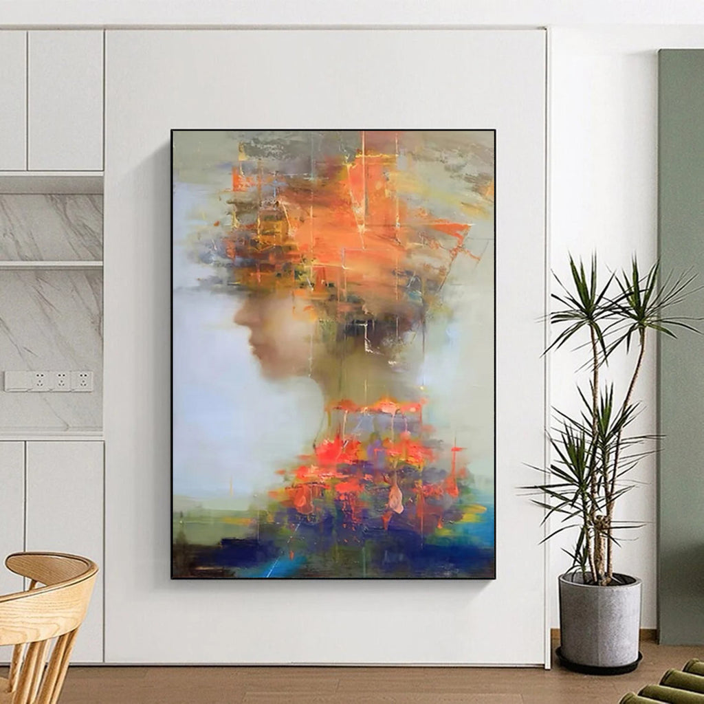 “Colorful Fragmented Portrait” - Vibrant Figurative Painting On Canvas DS318