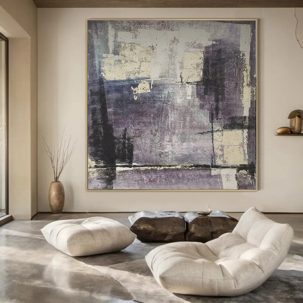 Purple and Beige Abstract, "Mystic Hues" – Abstract Color - Field Painting On Canvas PS0948