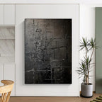 “Dark Gray Textured Grid” - Abstract Impasto Painting On Canvas PT2363