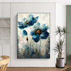 “Blue Flowers” - Impressionistic Acrylic Painting On Canvas PT2169