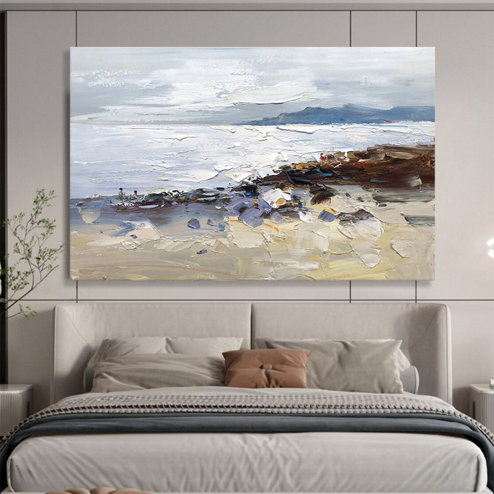 “Textured Coastal Scene” - Textured Landscape Painting, Fits Beach House & Art - Loving Café DKS634